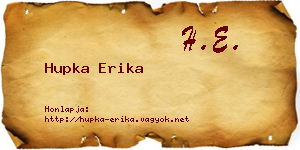 Hupka Erika névjegykártya